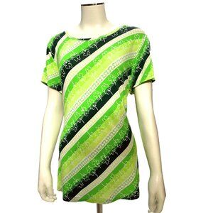 Apt 9 Large Green Shamrock Stripe Tee St Patricks Day Lucky Y2K Casual Style